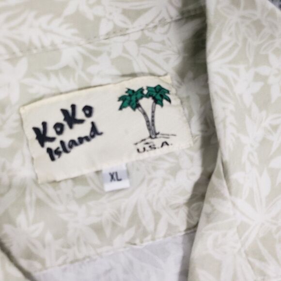 Koko Island Shirt Mens Extra Large White Hawaiian Floral Camp XL Rayon Beach - Picture 4 of 11